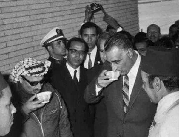 Nasser Introduces Yasser Arafat to King Hassan II for the First Time at the Rabat Summit